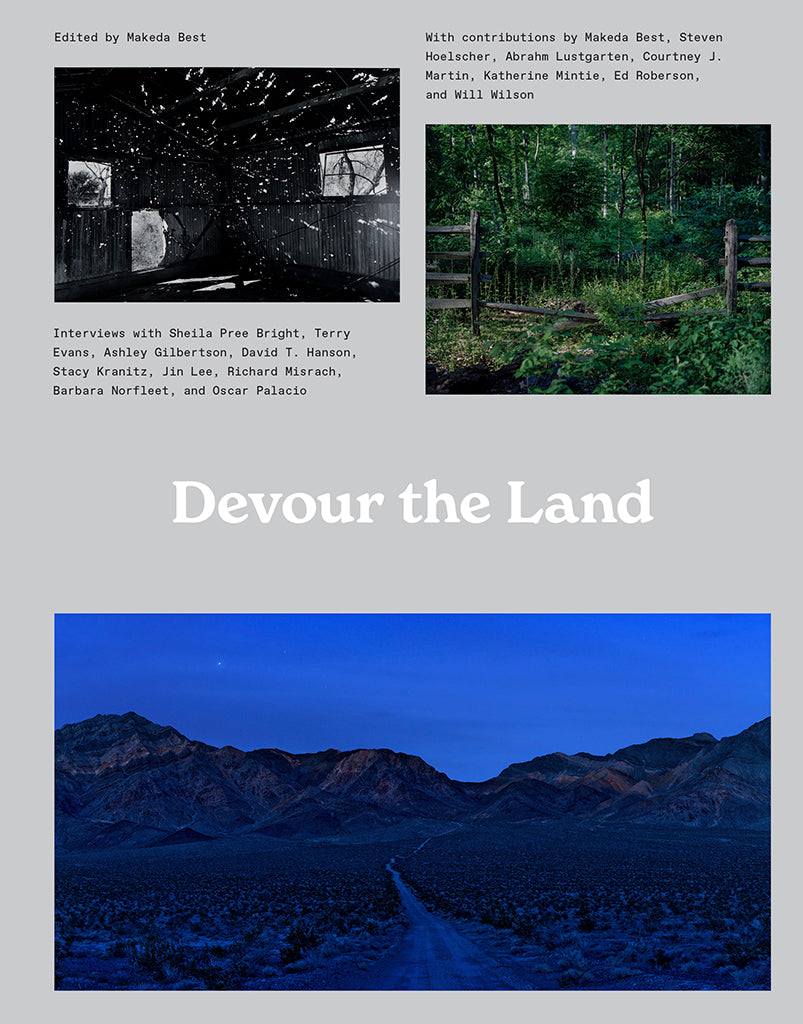 Image of a book cover featuring three landscape photographs. 
